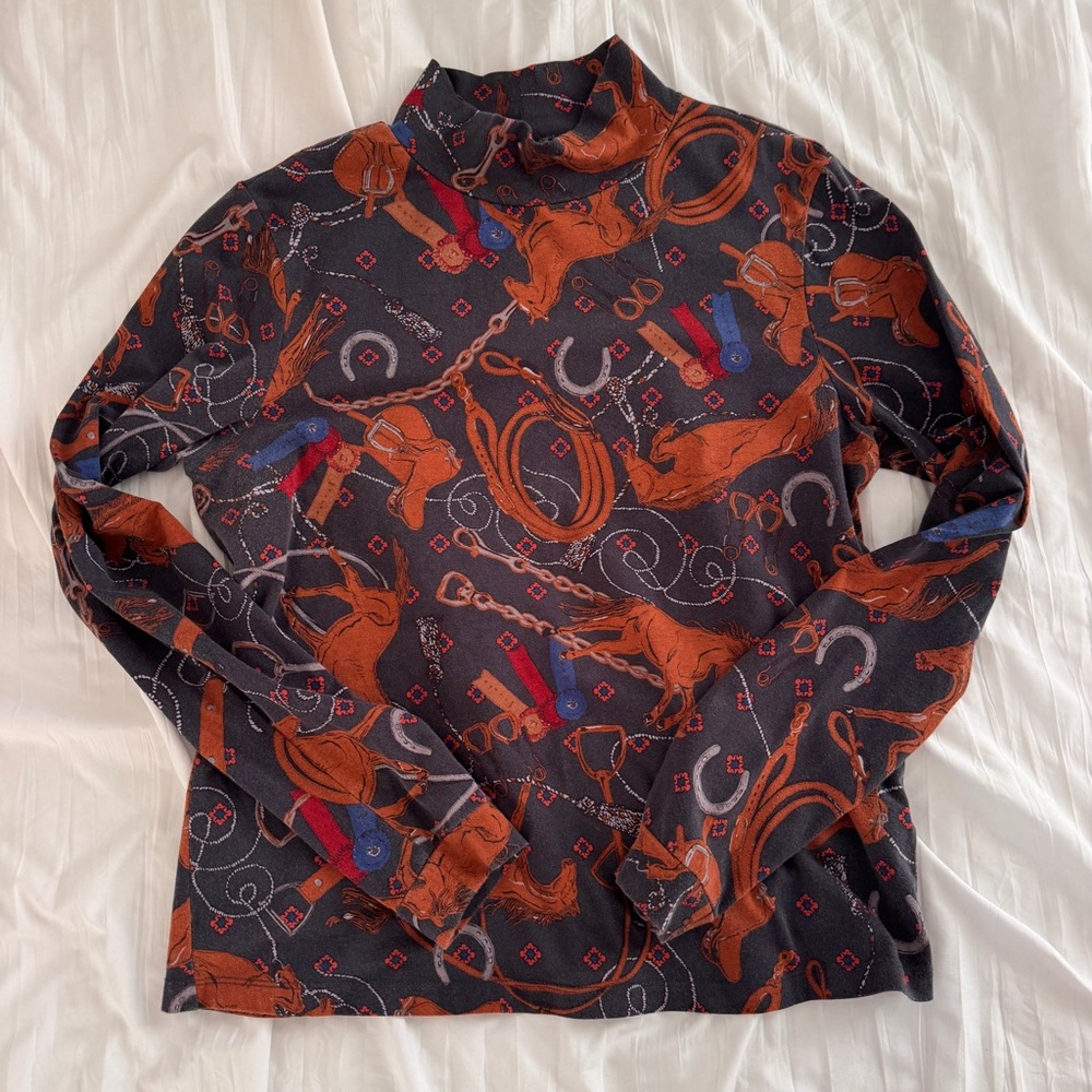 Anthropologie Horse Print Long Sleeve Top